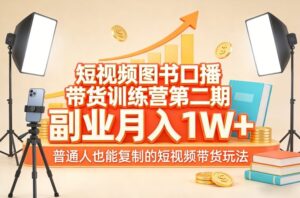短视频图书口播带货训练营第二期,副业月入1W+,普通人也能复制的短视频带货玩法-宝藏屋创业网