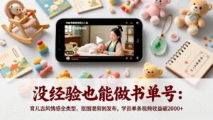 没经验也能做书单号：育儿古风情感全类型，抠图混剪到发布，学员单条视频收益破2000+-宝藏屋创业网