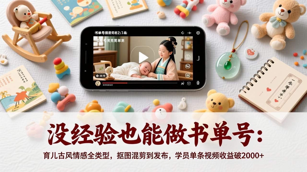 没经验也能做书单号：育儿古风情感全类型，抠图混剪到发布，学员单条视频收益破2000+-宝藏屋创业网