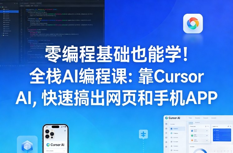 零编程基础也能学！全栈AI编程课：靠Cursor AI，快速搞出网页和手机APP-宝藏屋创业网