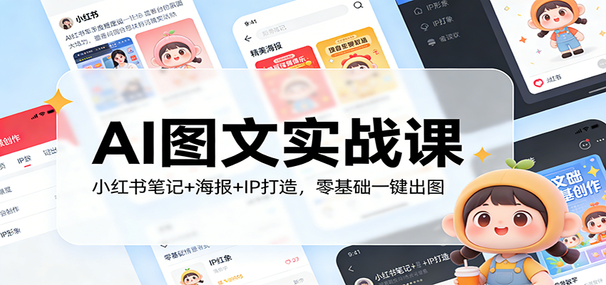 AI图文实战课：小红书笔记+海报+IP打造，零基础一键出图-宝藏屋创业网
