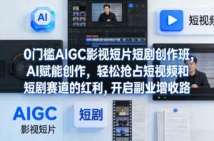 0门槛AIGC影视短片短剧创作班,AI赋能创作,轻松抢占短视频和短剧赛道的红利,开启副业增收路-宝藏屋创业网