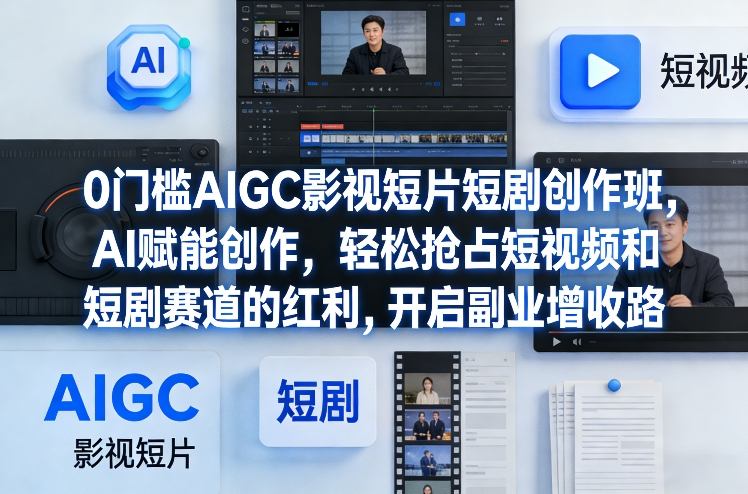 0门槛AIGC影视短片短剧创作班，AI赋能创作，轻松抢占短视频和短剧赛道的红利，开启副业增收路-宝藏屋创业网