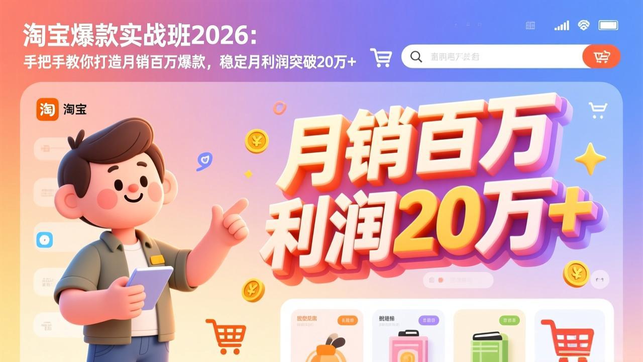 淘宝爆款实战班-2026年2月更新：手把手教你打造月销百万爆款，稳定月利润突破20万+-宝藏屋创业网