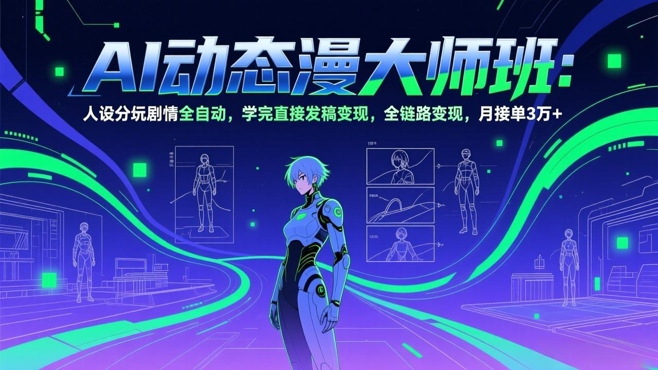 AI动态漫剧大师班：人设分镜剧情全自动，学完直接发稿变现，全链路变现，月接单3万+-宝藏屋创业网