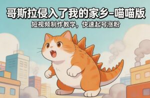哥斯拉侵入了我的家乡–喵喵版短视频制作教学，快速起号涨粉-宝藏屋创业网