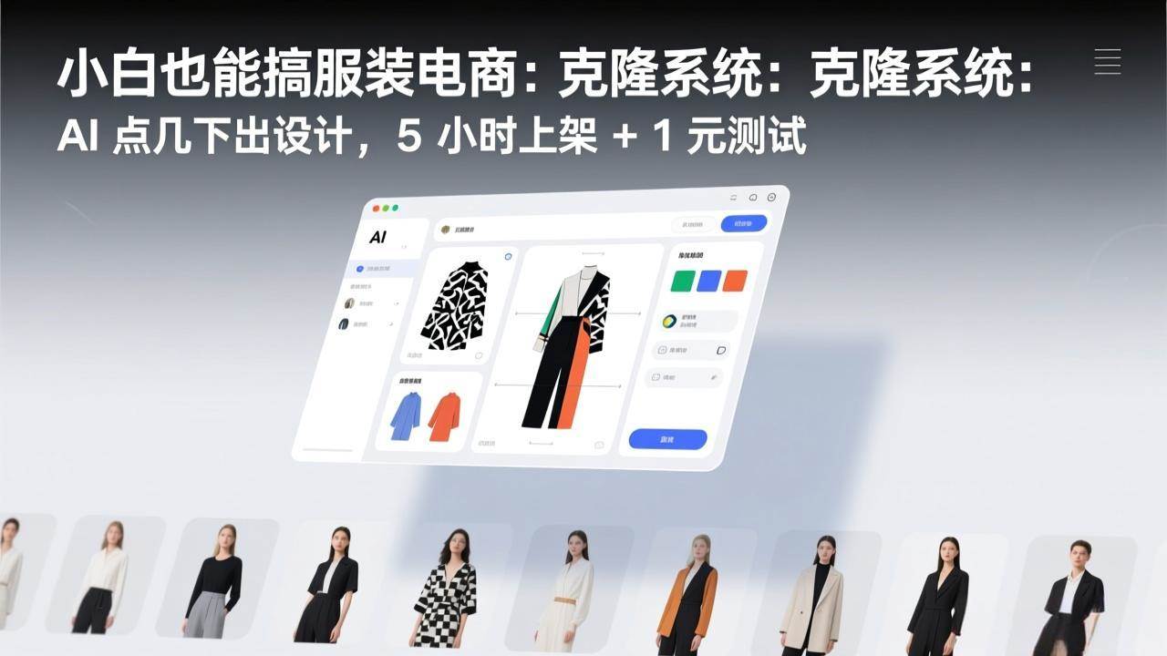 小白也能搞服装电商：克隆系统：AI 点几下出设计，5 小时上架 + 1 元测试-宝藏屋创业网