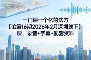 一门课一个亿的法方‬论第16期2026年2月深圳线下课，录音+字幕+配套资料-宝藏屋创业网