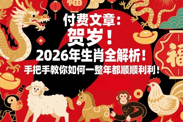 付费文章：贺岁！2026年生肖全解析！手把手教你如何一整年都顺顺利利！-宝藏屋创业网