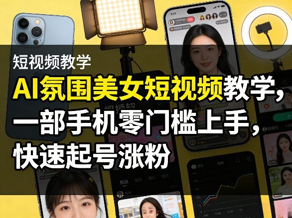 AI氛围美女短视频教学，一部手机零门槛上手，快速起号涨粉-宝藏屋创业网