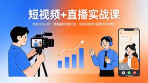 短视频+直播实战课-更新2026-3月：掌握最新流量玩法，实现短视频与直播的高效增长-宝藏屋创业网