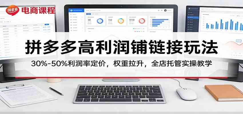 拼多多高利润铺链接玩法：30%–50%利润率定价，权重拉升，全店托管实操教学-宝藏屋创业网