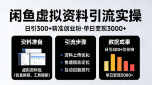 靠闲鱼虚拟资料引流,日引300+精准创业粉,单日变现3k+实操【揭秘】-宝藏屋创业网