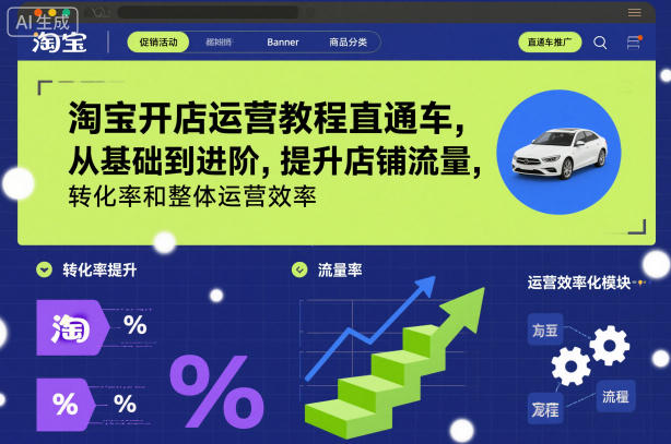 淘宝开店运营教程直通车，从基础到进阶，提升店铺流量，转化率和整体运营效率（更新26年3月24日）-宝藏屋创业网