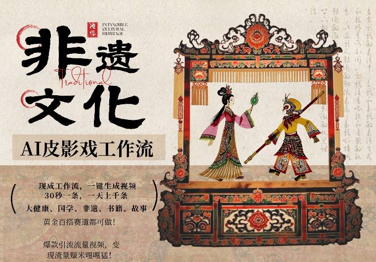 AI一键生成民俗文化非遗皮影戏视频，一刀不剪无需剪辑，30S一条，一天上百条，流量财富嘎嘎猛-宝藏屋创业网