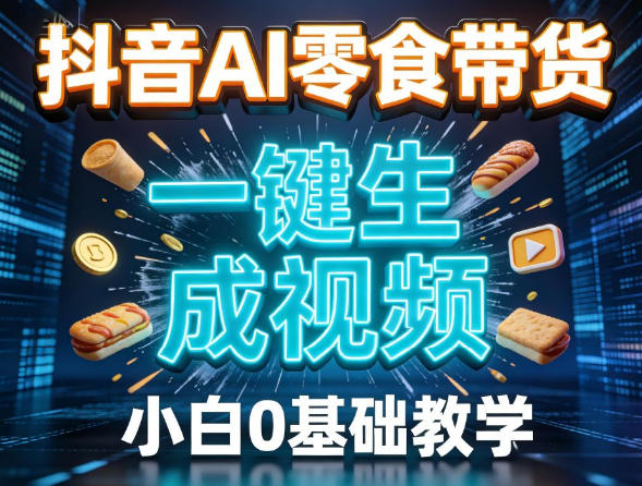 抖音AI零食带货，一键生成视频，小白0基础教学-宝藏屋创业网