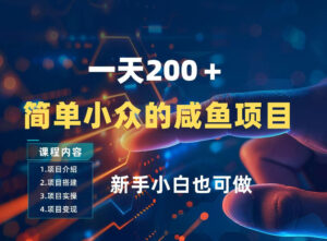 一天收入2张，一个简单小众的咸鱼项目，0门槛小白也能做-宝藏屋创业网