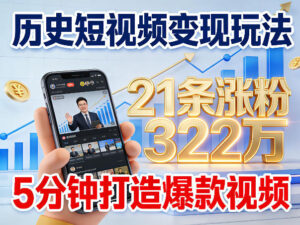 历史短视频变现玩法，不露脸出镜，5分钟打造爆款视频-宝藏屋创业网