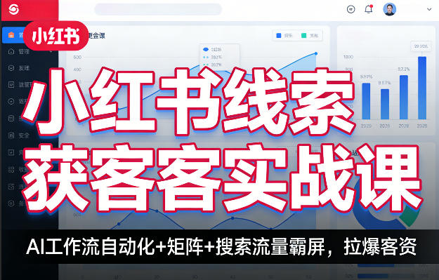 小红书线索获客实战课，AI工作流自动化+矩阵+搜索流量霸屏，拉爆客资-宝藏屋创业网