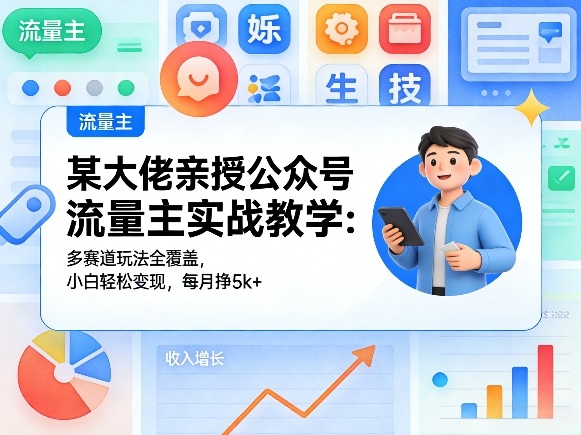 某大佬亲授公众号流量主实战教学：多赛道玩法全覆盖，小白轻松变现，每月多挣5k+-宝藏屋创业网