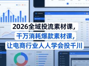 2026全域投流素材课，干万消耗爆款素材课，让电商行业人人学会投千川-宝藏屋创业网