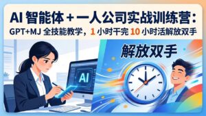 AI 智能体 + 一人公司实战训练营：GPT+MJ 全技能教学，1 小时干完 10 小时活解放双手-宝藏屋创业网
