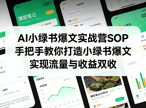 AI小绿书爆文实战营SOP，手把手教你打造小绿书爆文，实现流量与收益双收-宝藏屋创业网