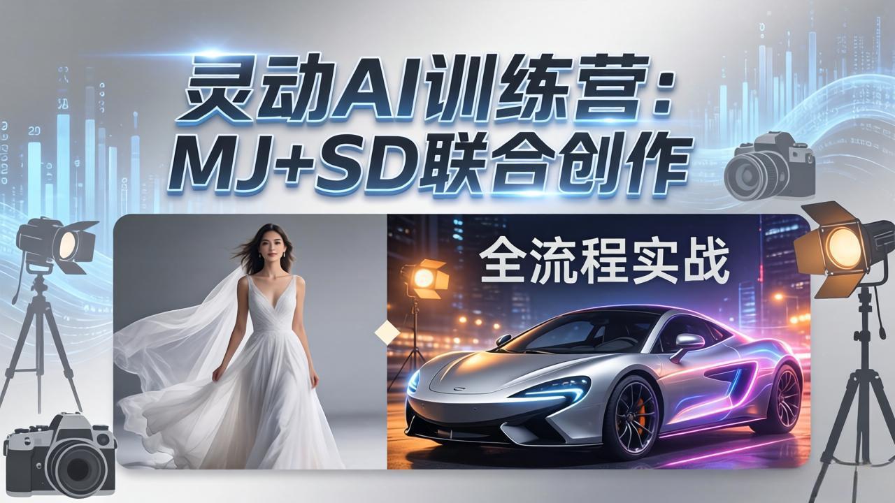 灵动AI训练营-3.0课程：MJ+SD联合创作，从婚纱大片到汽车广告，摄影后期全流程实战-宝藏屋创业网