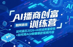 AI播商创富训练营，如何赢在2026+AI创业财富密码+如何用AGI做爆款视频内容-宝藏屋创业网