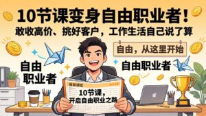 10 节课变身自由职业者！敢收高价、挑好客户，工作生活自己说了算-宝藏屋创业网