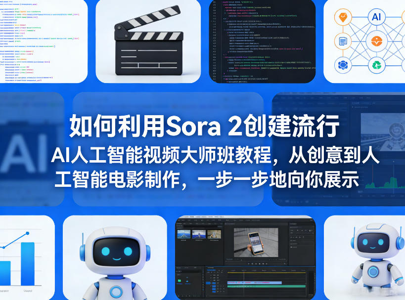 如何利用Sora 2创建流行AI人工智能视频大师班教程，从创意到人工智能电影制作，一步一步地向你展示-宝藏屋创业网