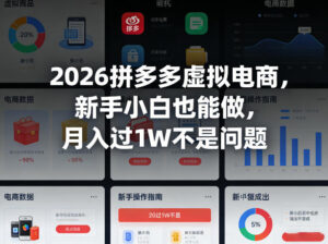 2026拼多多虚拟电商，新手小白也能做，月入过1W不是问题-宝藏屋创业网