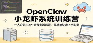 OpenClaw小龙虾系统训练营：一人公司SOP，云服务器部署，零基础快速上手实操-宝藏屋创业网