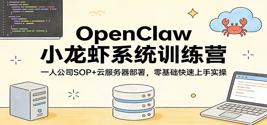 OpenClaw小龙虾系统训练营：一人公司SOP，云服务器部署，零基础快速上手实操-宝藏屋创业网