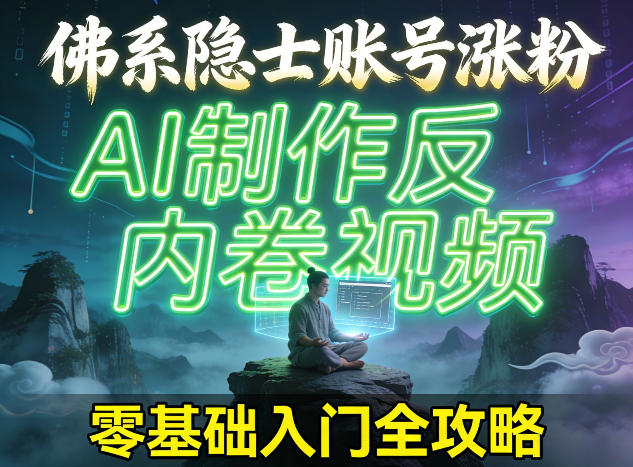 佛系隐士账号涨粉，AI制作反内卷视频，零基础入门全攻略-宝藏屋创业网