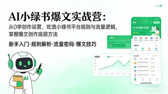 AI 小绿书爆文实战营：从0学创作运营，吃透小绿书平台规则与流量逻辑，掌握爆文创作底层方法-宝藏屋创业网