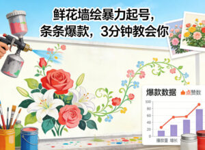 鲜花墙绘暴力起号，条条爆款，3分钟教会你-宝藏屋创业网