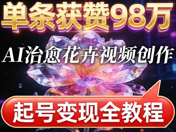 单条获赞98W，AI治愈花卉视频创作，起号变现全教程-宝藏屋创业网