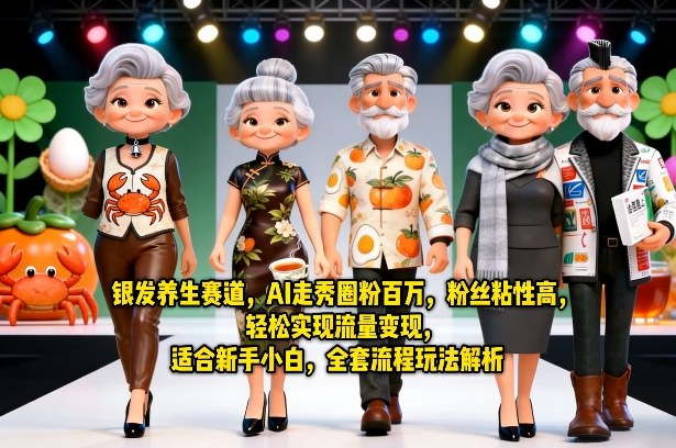 银发养生赛道，AI走秀圈粉百万，粉丝粘性高，轻松实现流量变现，适合新手小白，全套流程玩法解析-宝藏屋创业网