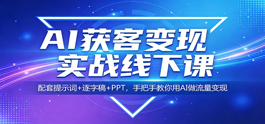 AI获客变现实战线下课：配套提示词+逐字稿+PPT，手把手教你用AI做流量变现-宝藏屋创业网