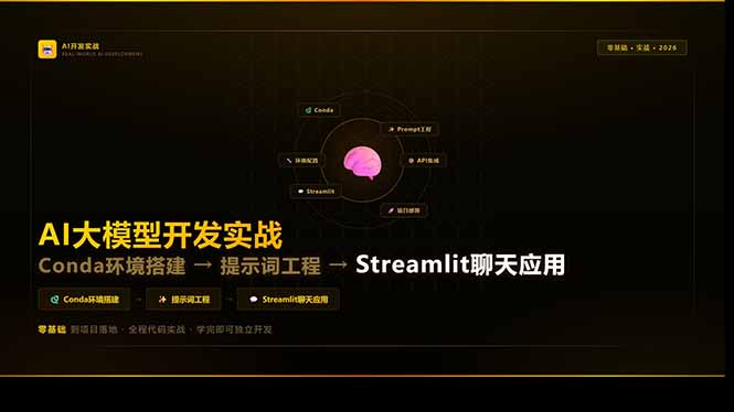 AI大模型开发实战：Conda环境搭建→提示词工程→Streamlit聊天应用，零基础到项目落地-宝藏屋创业网
