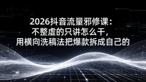 2026抖音流量邪修课:不整虚的只讲怎么干,用横向洗稿法把爆款拆成自己的-宝藏屋创业网