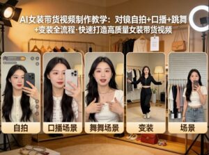 AI女装带货视频制作教学，对镜自拍、口播、跳舞、变装全流程，快速打造高质量女装带货视频-宝藏屋创业网