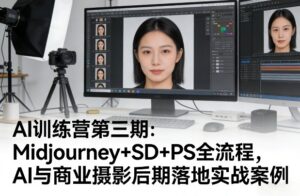 AI训练营第三期:Midjourney+SD+PS全流程,AI与商业摄影后期落地实战案例-宝藏屋创业网