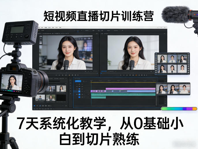 短视频直播切片训练营，7天系统化教学，从0基础小白到切片熟练-宝藏屋创业网