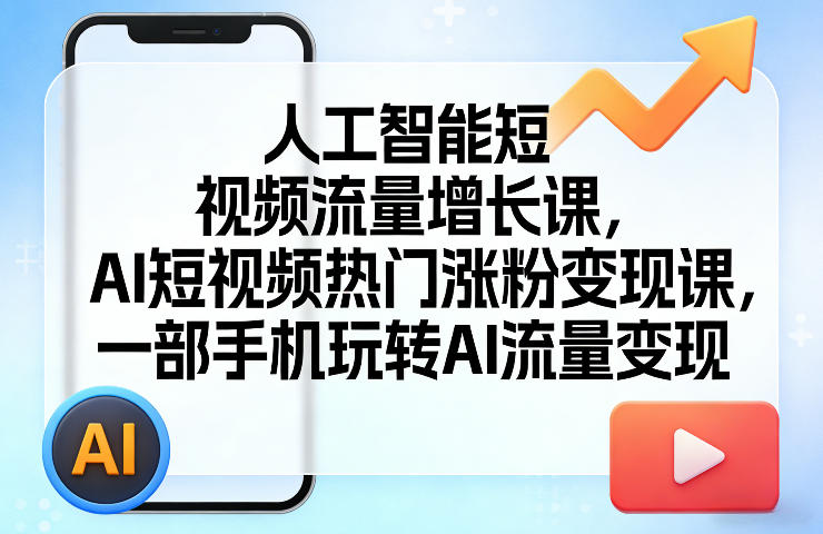 人工智能短视频流量增长课，AI短视频热门涨粉变现课，一部手机玩转AI流量变现-宝藏屋创业网