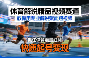 体育解说精品视频赛道,教你用专业解说赋能短视频,抓住体育流量红利,快速起号变现-宝藏屋创业网