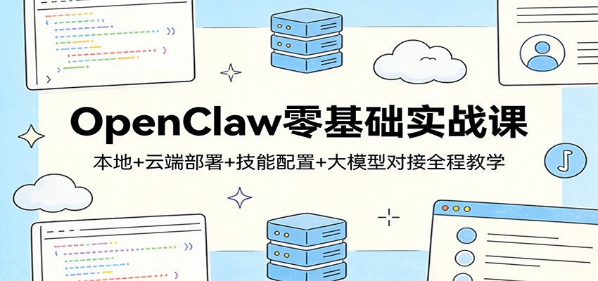 OpenClaw零基础实战课：本地+云端部署+技能配置+大模型对接全程教学-宝藏屋创业网