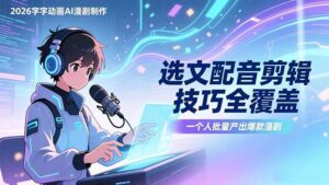 2026字字动画AI漫剧制作-1期，选文配音剪辑技巧全覆盖，一个人就能批量产出爆款漫剧-宝藏屋创业网