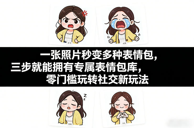 一张照片秒变多种表情包，三步就能拥有专属表情包库，零门槛玩转社交新玩法【文档】-宝藏屋创业网